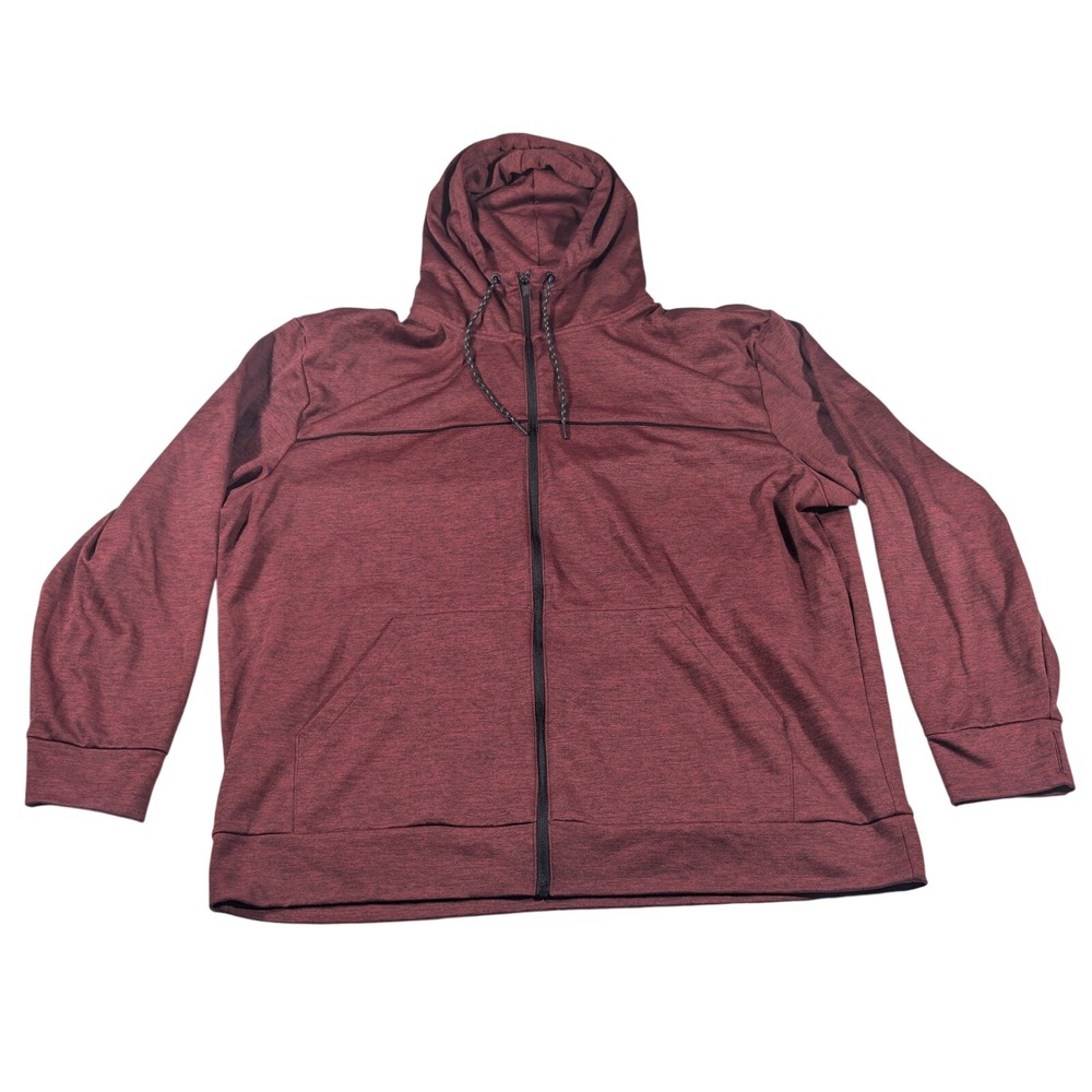 The Foundry Hoodie Mens 3XL Burgundy Full Zip Heathered Fleece Activewear 1632